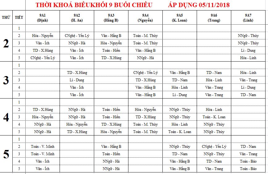 tkb k9 chieu 5 11 2018